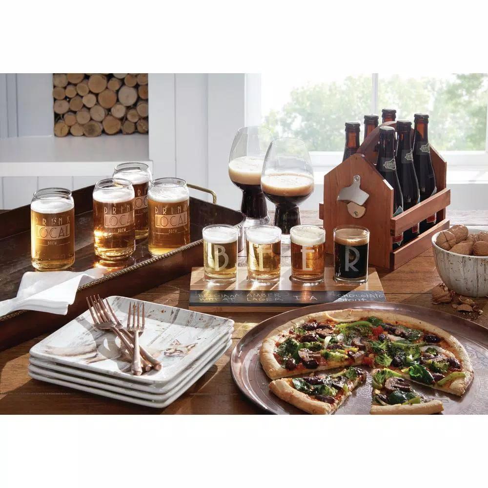 Cathy's Concepts Drink Local 16 oz. Craft Beer Can Glasses - Set of 4 Hand-Blown Glassware
