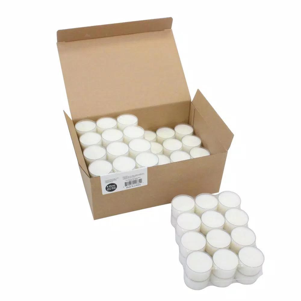 Stonebriar Collection Stonebriar Unscented White Paraffin Tealight Candles with Clear Cups, 96-Pack
