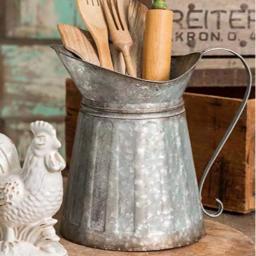 Benzara Vintage Style Gray Galvanized Metal Milk Pitcher - Rustic Kitchen Canister thumbnail 6
