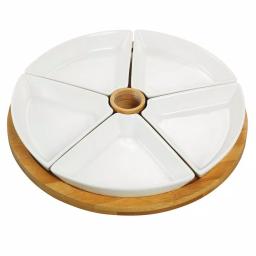 Elama Signature Collection 7-Piece White Stoneware Appetizer Serving Set with thumbnail 1
