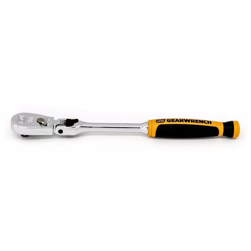 GEARWRENCH 1/4 in. Drive 90-Tooth Locking Flex Head Teardrop Ratchet, 8 in.