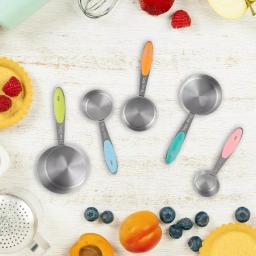 Classic Cuisine 5-Piece Stainless Steel Measuring Cup Set with Silicone Handles thumbnail 5