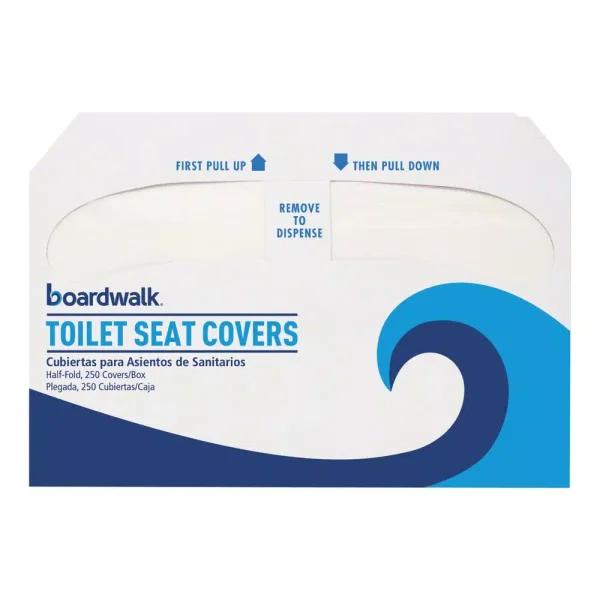Boardwalk Premium White Half-Fold Toilet Seat Covers, 1000 Count Bulk Pack