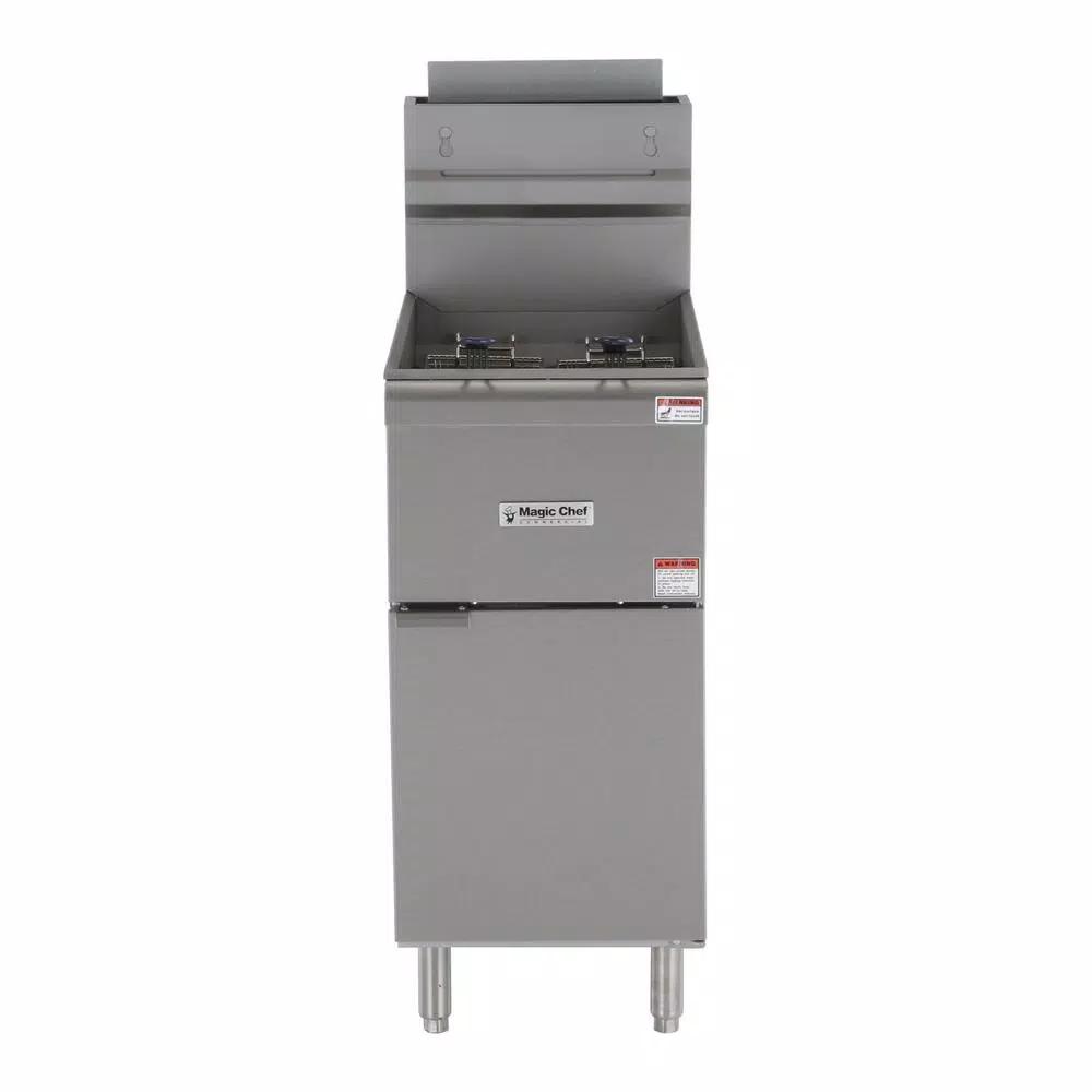 Magic Chef 35 Qt. Stainless Steel Commercial Natural Gas Deep Fryer, 120,000 BTU, 4 Burners
