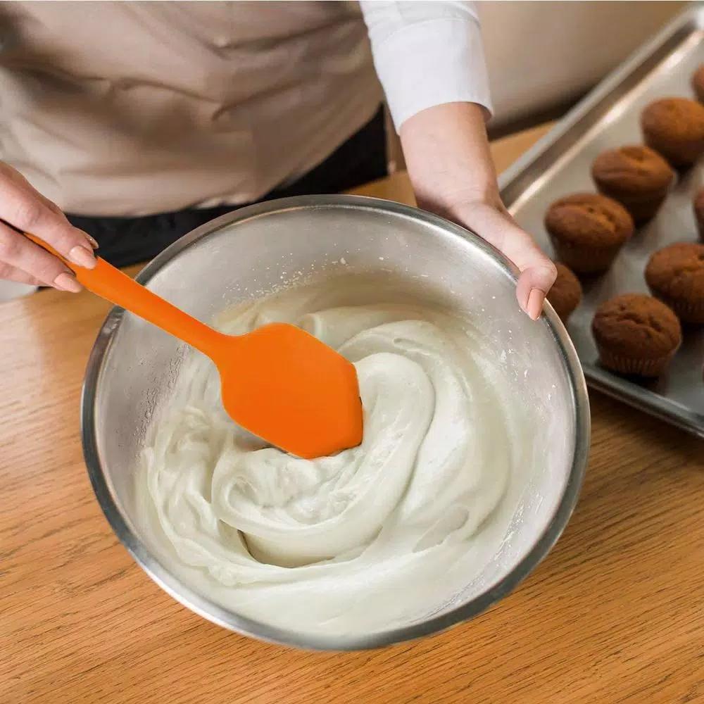 OVENTE Premium Silicone Spatula, Heat Resistant 500°F, Stainless Steel Core, Non-Stick, Orange