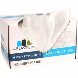 Plasticplace 4 Gallon Clear Trash Bags, 100 Count Pack thumbnail 2