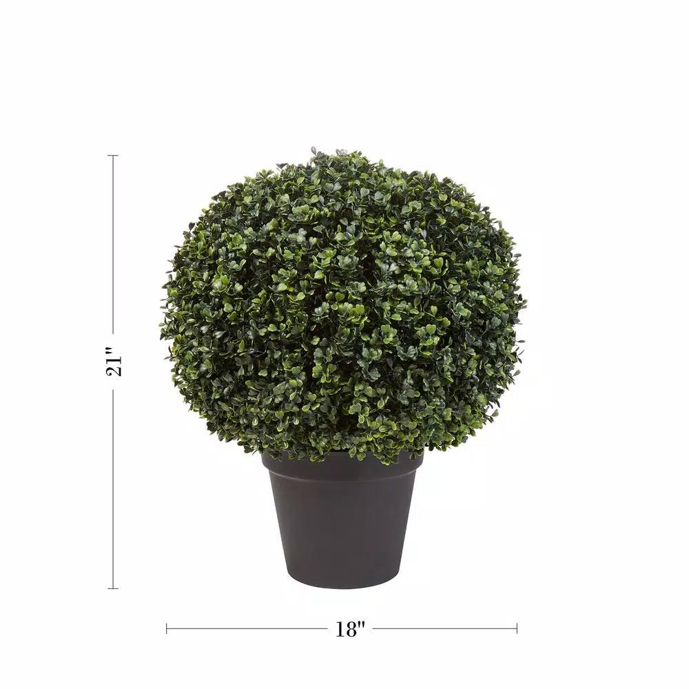 Pure Garden 23 in. Realistic Faux Boxwood Topiary Artificial Plant in Weighted Pot