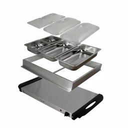MegaChef 1.5L Stainless Steel Electric Buffet Server and Warming Tray with 3 Removable Crocks thumbnail 4