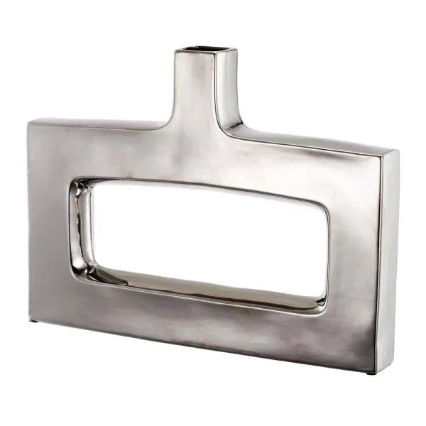 A & B Home Keyhole Silver Crystal Table Vase - Modern Square Design