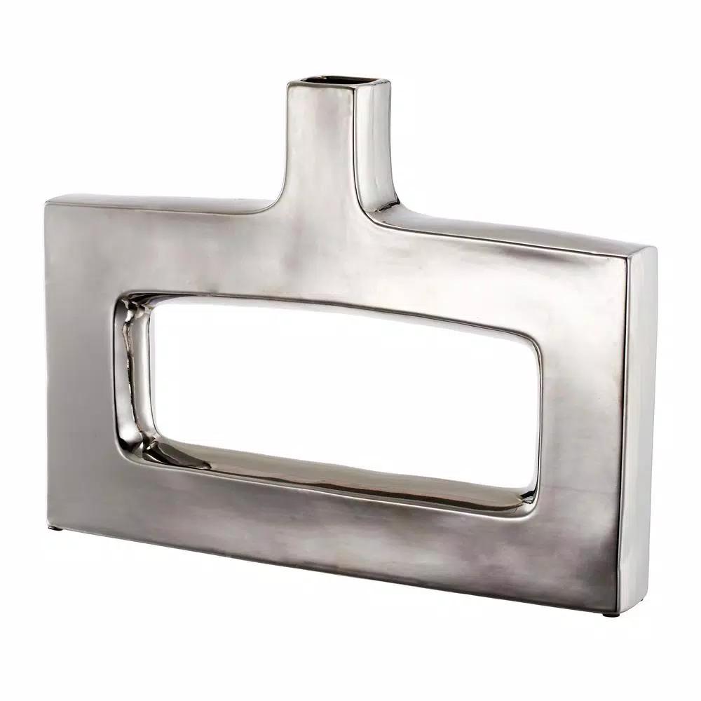 A & B Home Keyhole Silver Crystal Table Vase - Modern Square Design