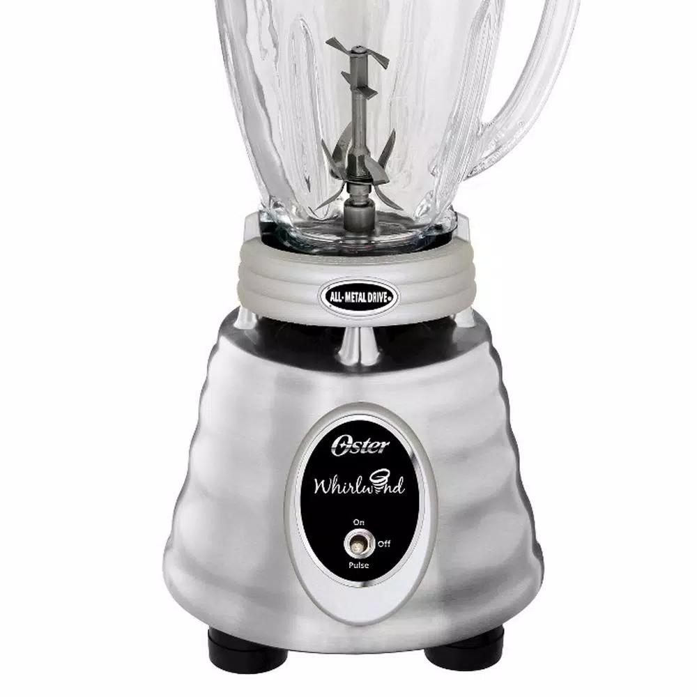 Oster Whirlwind Heritage Blend 1000W Blender with Food Processor Attachment, 48 oz Glass Jar, Chrome