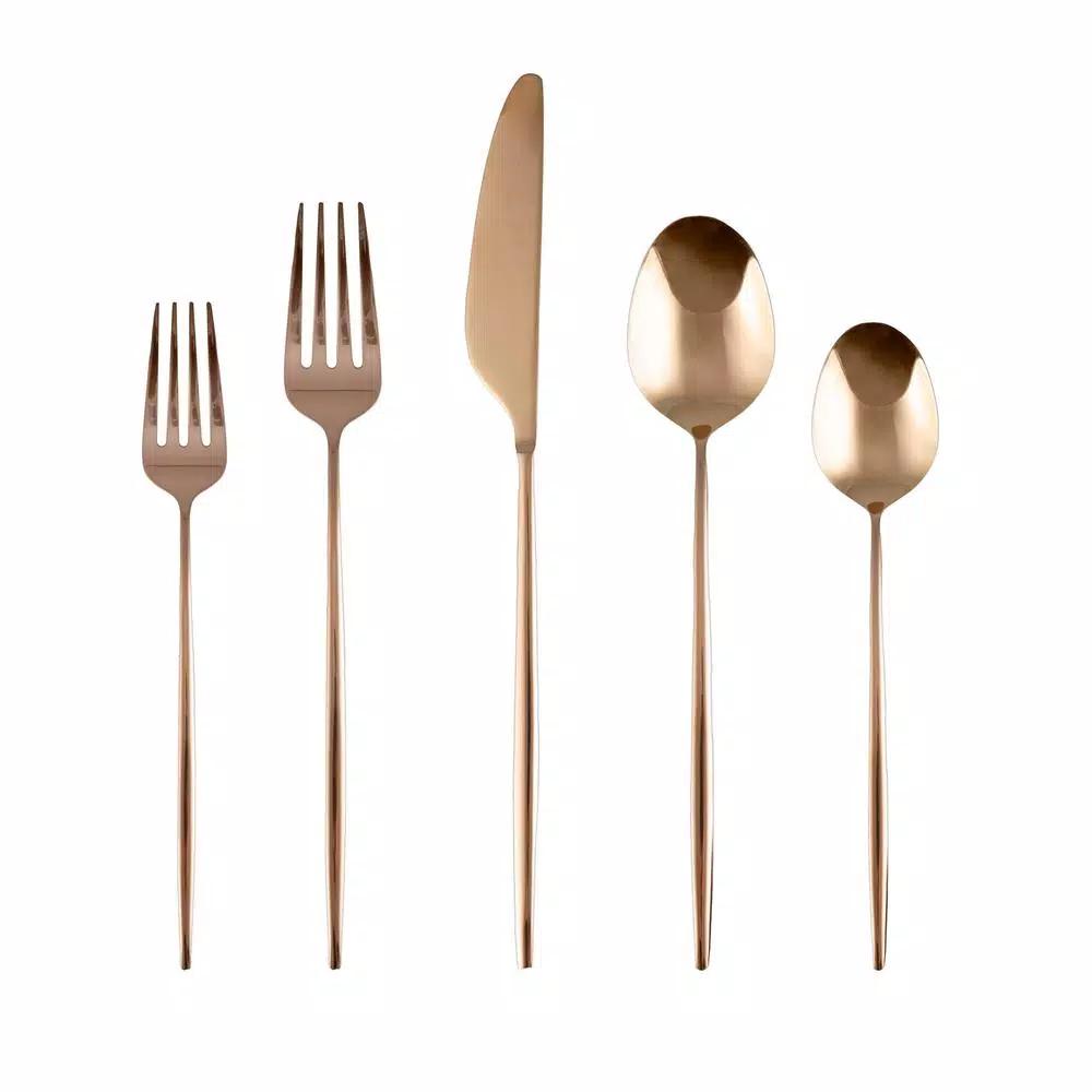 Cambridge Silversmiths Gaze Copper Mirror 20-Piece Flatware Set, Service for 4