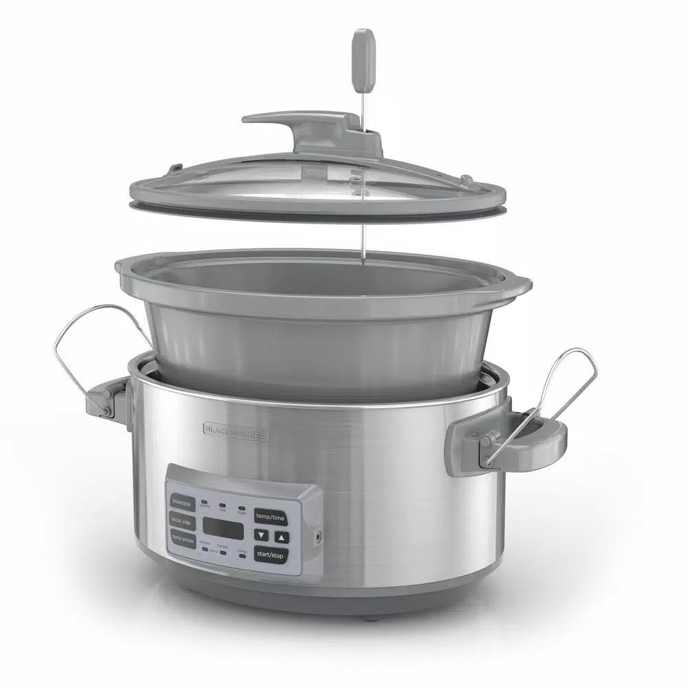 BLACK+DECKER 7 Qt. Stainless Steel Digital Slow Cooker with Temperature Probe and Sous-Vide Function
