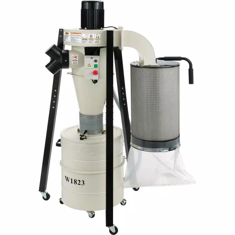 Shop Fox 1-1/2 HP Portable Cyclone Dust Collector, 806 CFM, 20 Gal. Drum