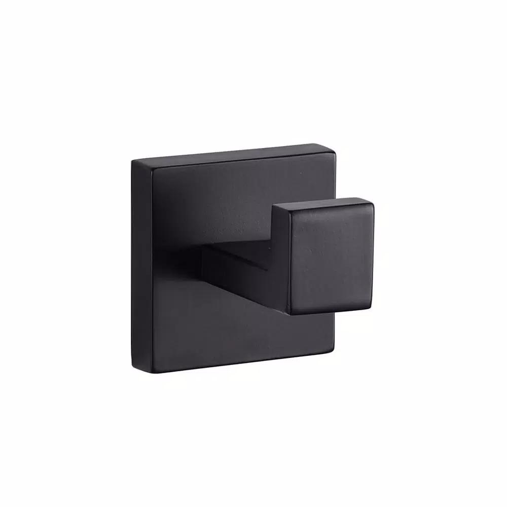Lexora Bagno Lucido Stainless Steel Robe Hook, Matte Black