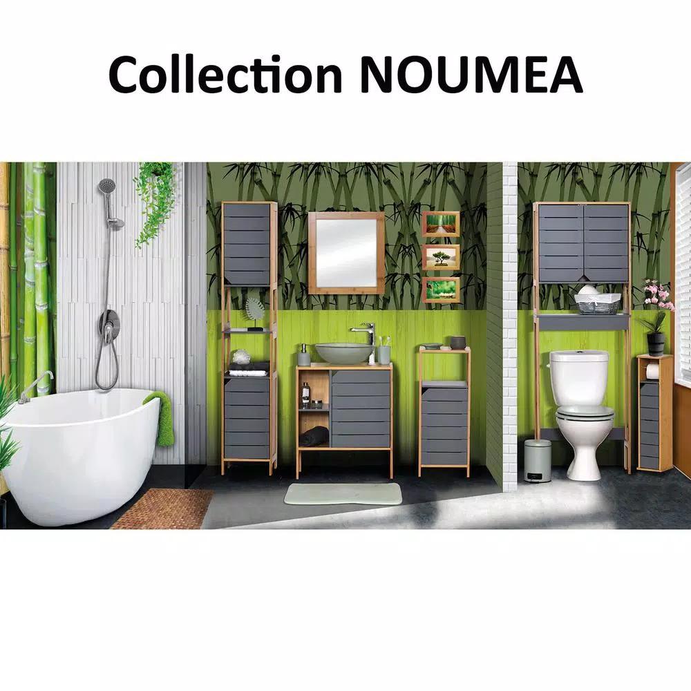 Unbranded Noumea 2-in-1 Wood Toilet Paper Holder and Floor Storage Cabinet - Gray/Brown