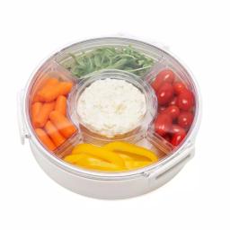 Lustroware 10.5 in x 10.5 in 4-Compartment White Serving Tray with Airtight Lid thumbnail 2