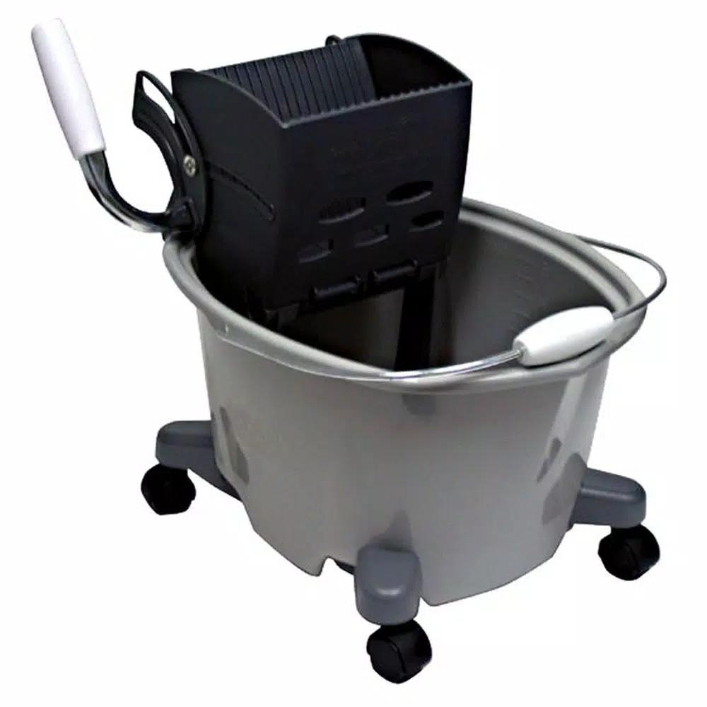 Quickie 5 Gallon Plastic Mop Bucket with Wringer and Heavy-Duty Steel Handle