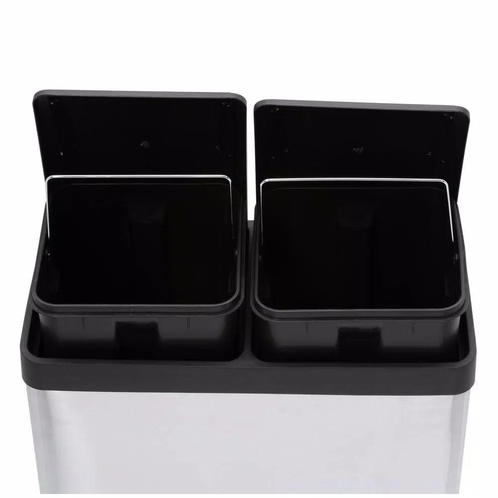 Step N' Sort 16-Gallon 2-Compartment Stainless Steel Trash Can and Recycling Bin
