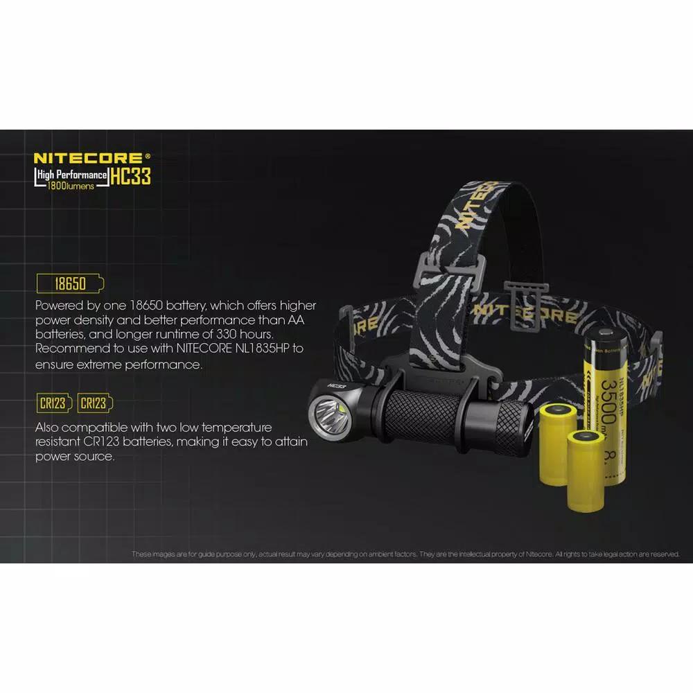 NITECORE HC33 1800 Lumen LED Headlamp Bundle with 2 Batteries and Dual USB Charger