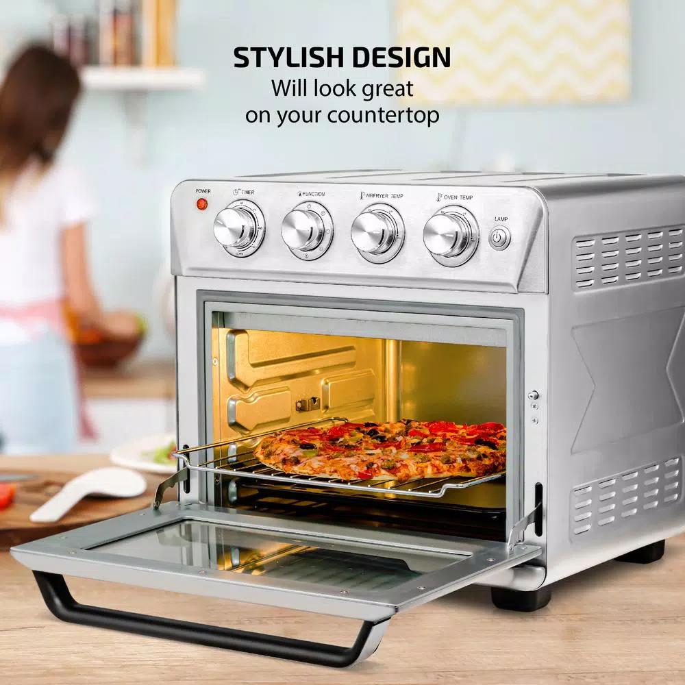 Ovente 1700W Stainless Steel Multi-Function Air Fryer Rotisserie Convection Oven & Dehydrator, 25L