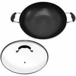 Starfrit Jumbo Nonstick Aluminum Wok with Tempered Glass Lid, 15 in. thumbnail 2