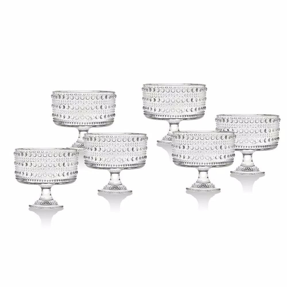 Godinger Lumina Tasters Set of 6 Elegant Beaded Crystal Glassware for Desserts and Beverages