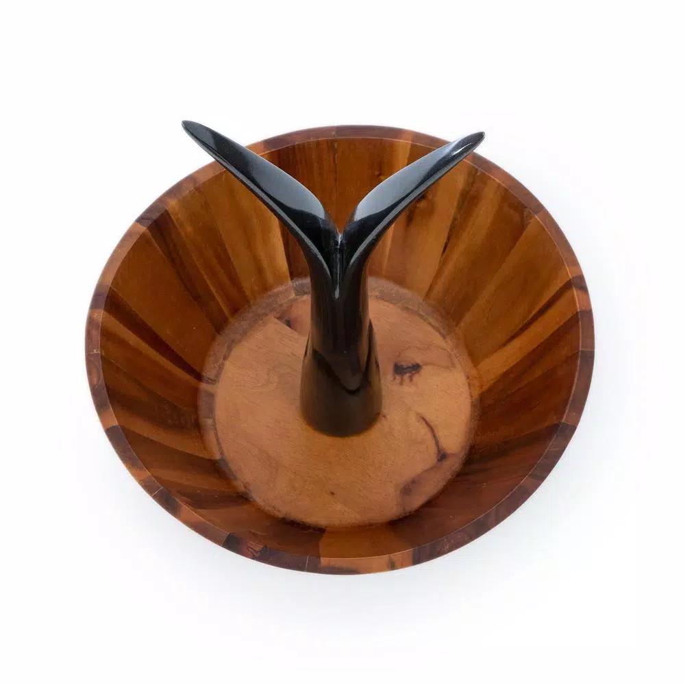 Casa Bellante 12 in. Acacia Wood Fruit Bowl with Removable Banana Stem
