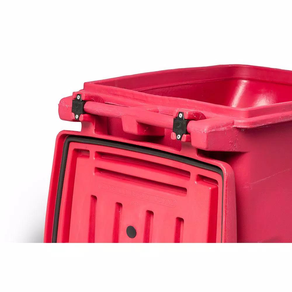 Toter 64 Gal. Red Hazardous Medical Waste Trash Can with Wheels and Locking Lid
