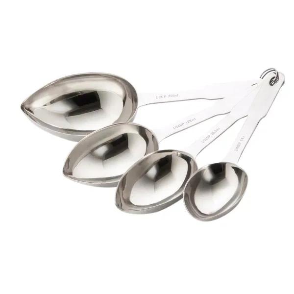 ExcelSteel 4-Piece Heavy Duty Stainless Steel Measuring Spoon Set with Organizing Ring