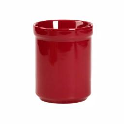 Basic Essentials 8-Piece Red Ceramic Kitchen Utensil Set with Bamboo Utensils and Storage Crock thumbnail 2