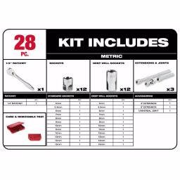 Milwaukee 1/4 in. Drive SAE & Metric Ratchet and Socket Mechanics Tool Set, 54-Piece thumbnail 3