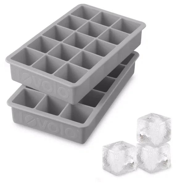 Spectrum Tovolo Perfect Cube Silicone Ice Mold Trays, 2-Piece Set, Oyster Gray