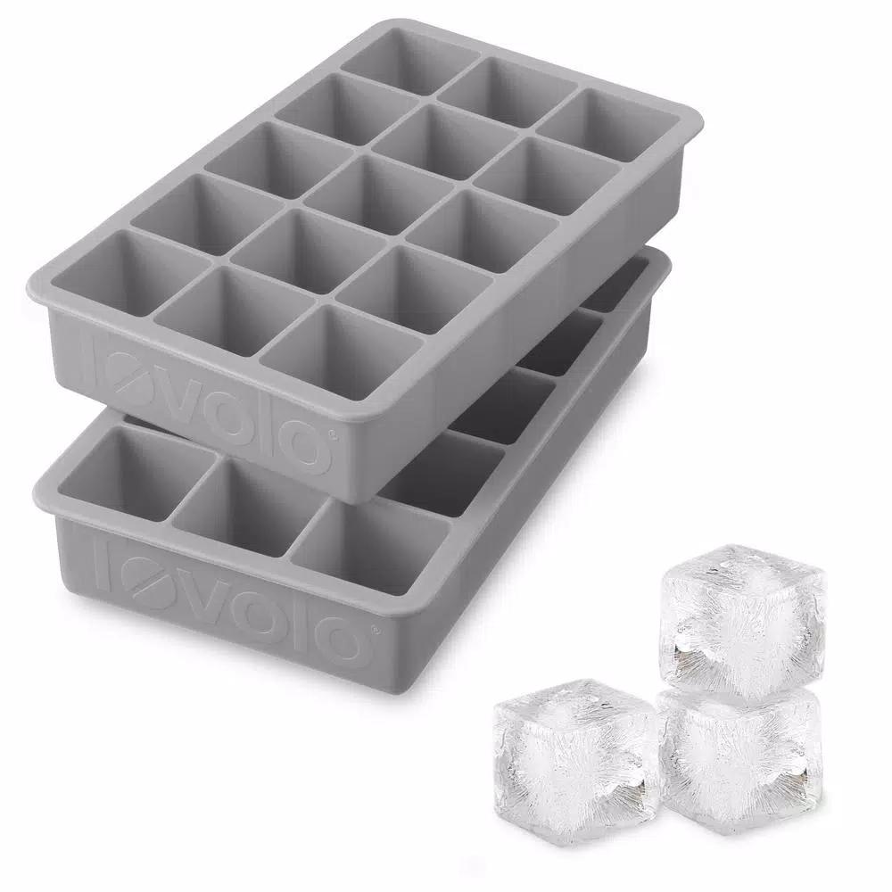 Spectrum Tovolo Perfect Cube Silicone Ice Mold Trays, 2-Piece Set, Oyster Gray