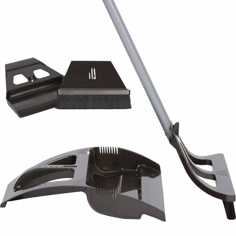 WISP 5-Piece Cleaning Set: Telescoping 90° Angled Broom, Foot-Operated Dustpan, and Mini Brush Set - Gray