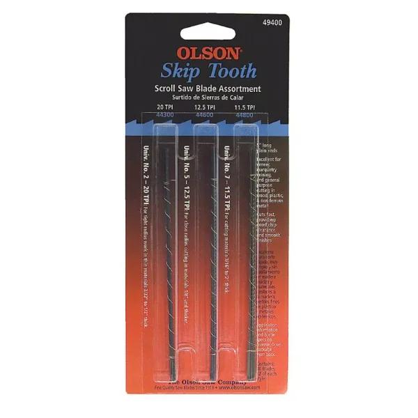 Olson Saw 5 in. Plain End Scroll Saw Blade Assortment, 18-Piece High Carbon Steel Set