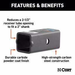 CURT Reducer Sleeve Adapter, 2-1/2" to 2" Receiver Tube Converter thumbnail 4