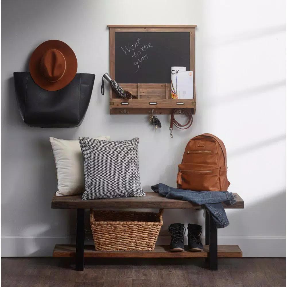 Kate and Laurel Stallard Rustic Brown Multi-Function Chalkboard Memo Board with Hooks and Pockets