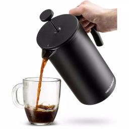 Belwares 34 oz. Black Stainless Steel French Press Coffee Maker thumbnail 1