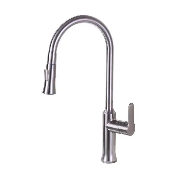 Vanity Art Brushed Nickel Single-Handle Pull-Down Kitchen Faucet with Sprayer Wand