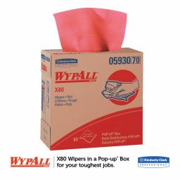 Kimberly-Clark PROFESSIONAL WypAll X80 Industrial Wipers, 9.1 x 16.8 in., 80 Count Red Pop-Up Box (5-Pack) thumbnail 3