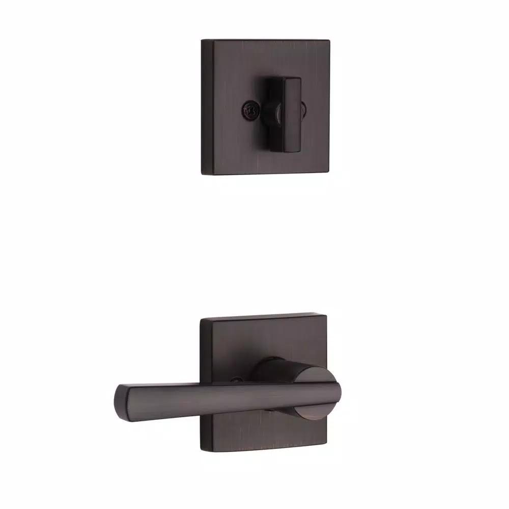 Baldwin Prestige Spyglass Single Cylinder Venetian Bronze Door Handleset with Square Lever