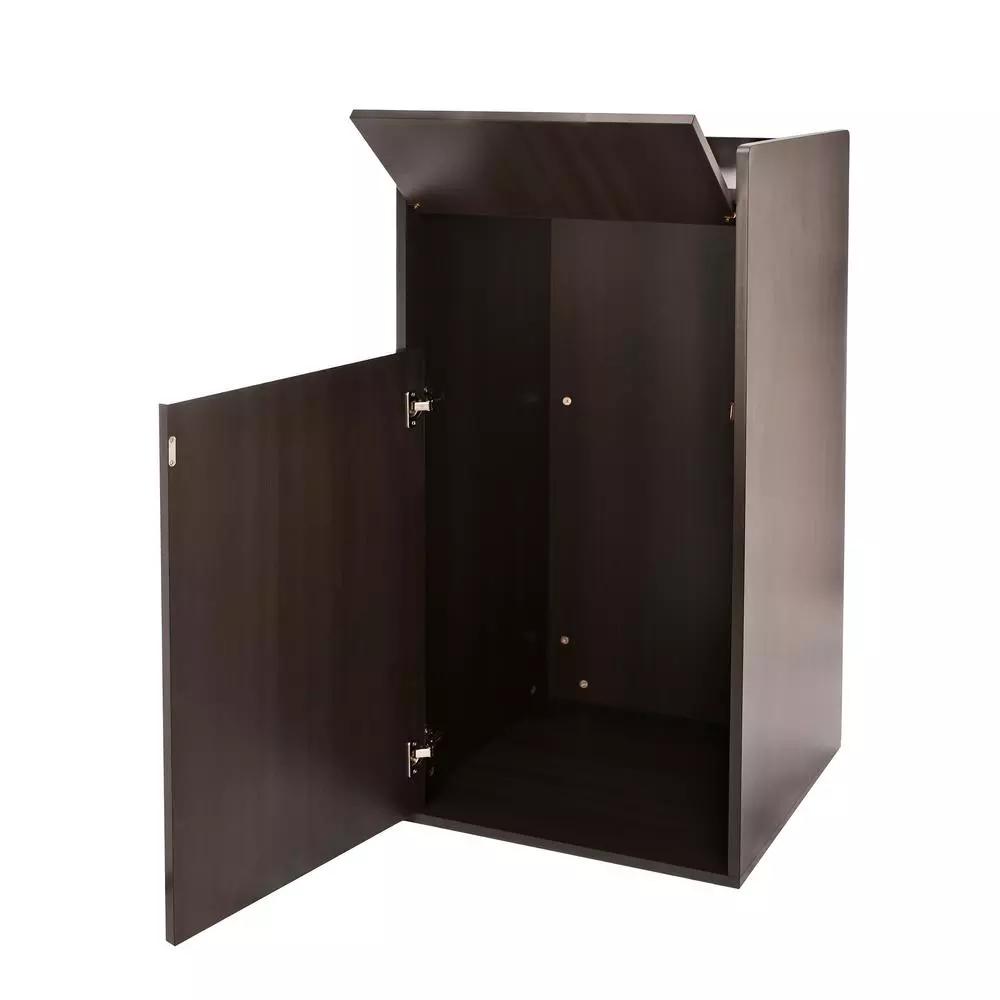 Alpine Industries 40 Gal. Black Wood Commercial Tray Top Waste Enclosure Trash Receptacle