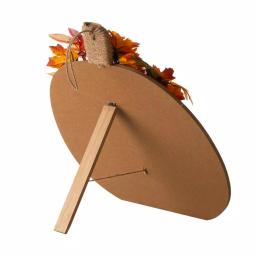 Glitzhome 20.28 in. Wooden Fall Pumpkin Decor with Floral Accents - Standing or Hanging thumbnail 7