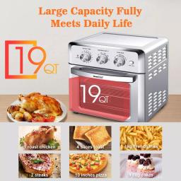 Boyel Living 19 Qt. Silver Stainless Steel Air Fryer Toaster Oven with 1500W Power, Roast, Bake, Broil & Reheat thumbnail 3