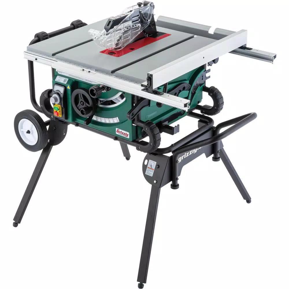 Grizzly Industrial 10 in. 2 HP Portable Table Saw with Roller Stand and Variable Speed