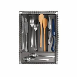 Spectrum Vintage Industrial Gray Steel 5-Compartment Silverware Drawer Organizer Tray thumbnail 2