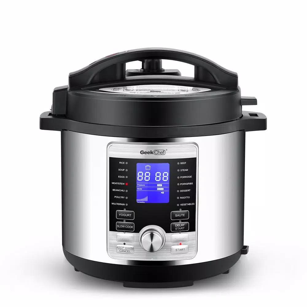 Geek Chef 6 Qt. Stainless Steel Electric Pressure Cooker, 17-in-1 Multi-Function Programmable Cooker