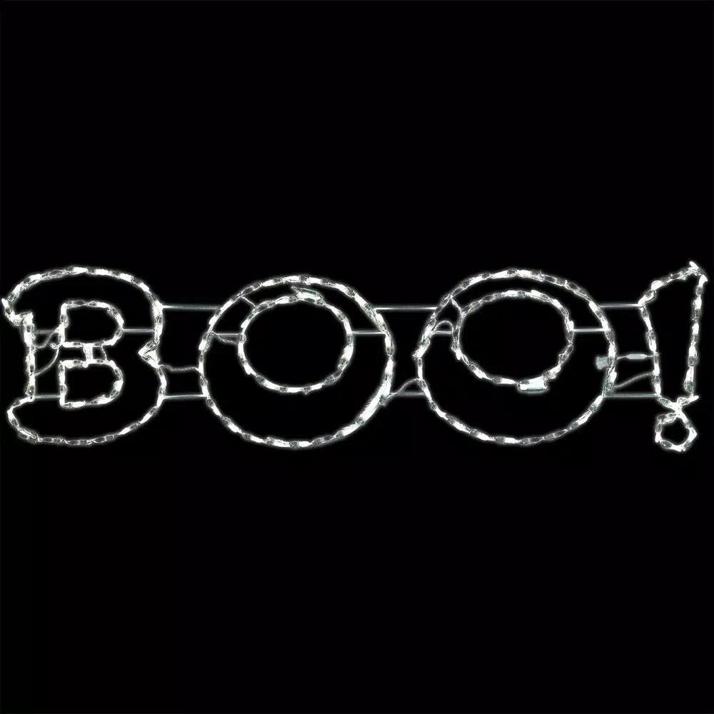 Haunted Hill Farm 63 in. x 16 in. LED Boo Sign Halloween Light, Indoor/Outdoor Weather Resistant Decor