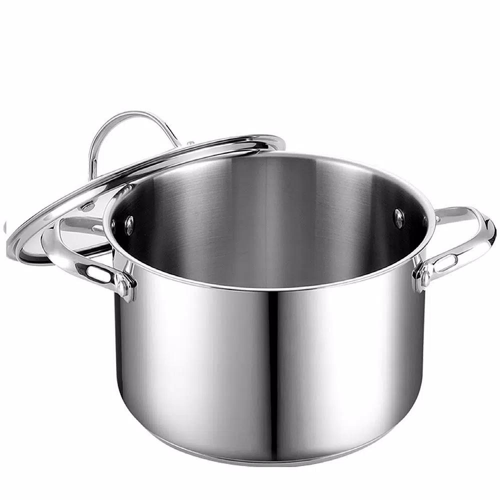 Cooks Standard 6 Qt. Stainless Steel Stock Pot with Tempered Glass Lid